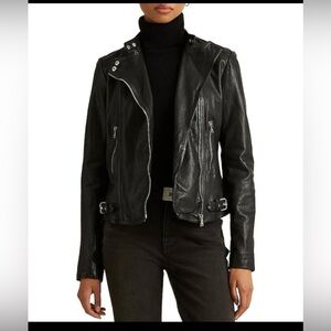 Lauren Ralph Lauren burnished leather moto jacket